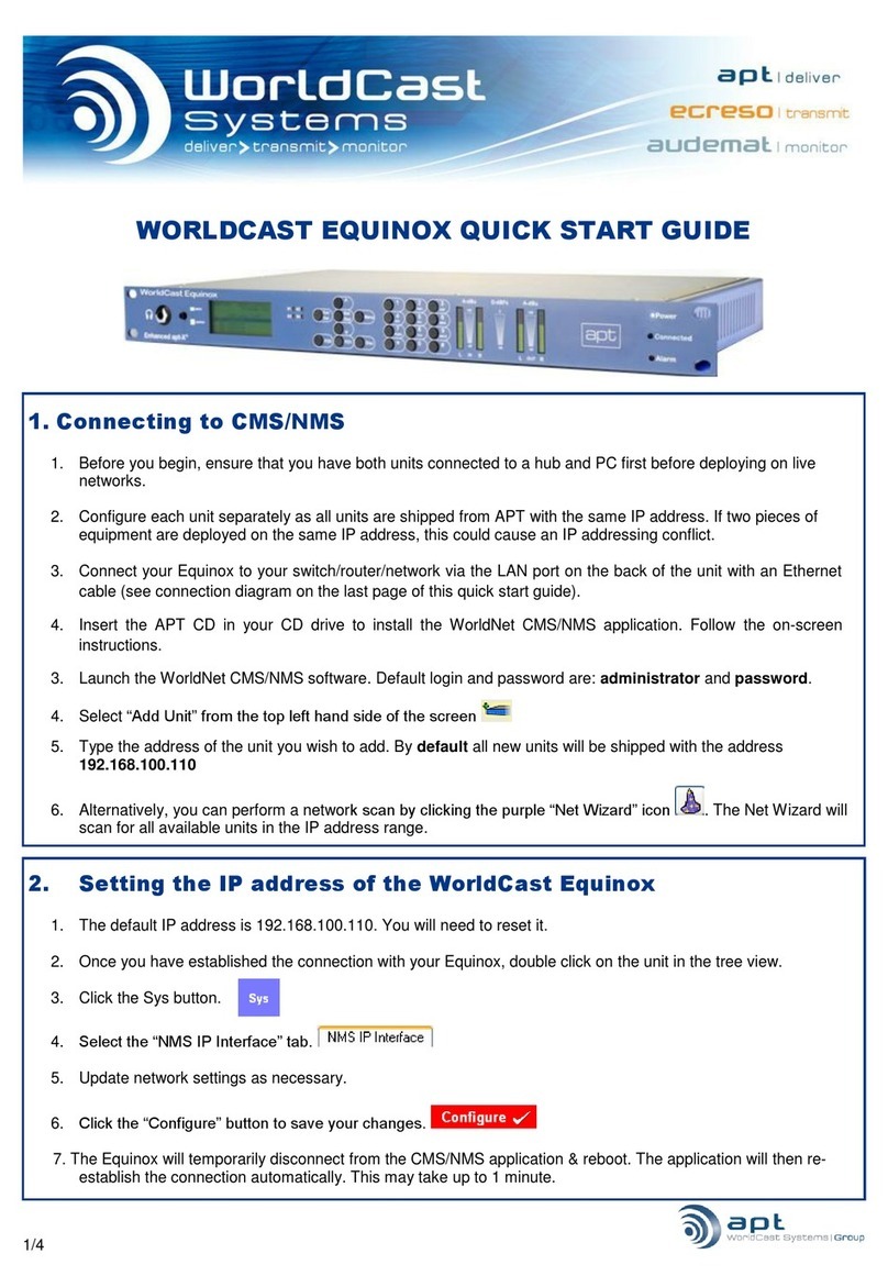 Worldcast Systems EQUINOX quick start guide