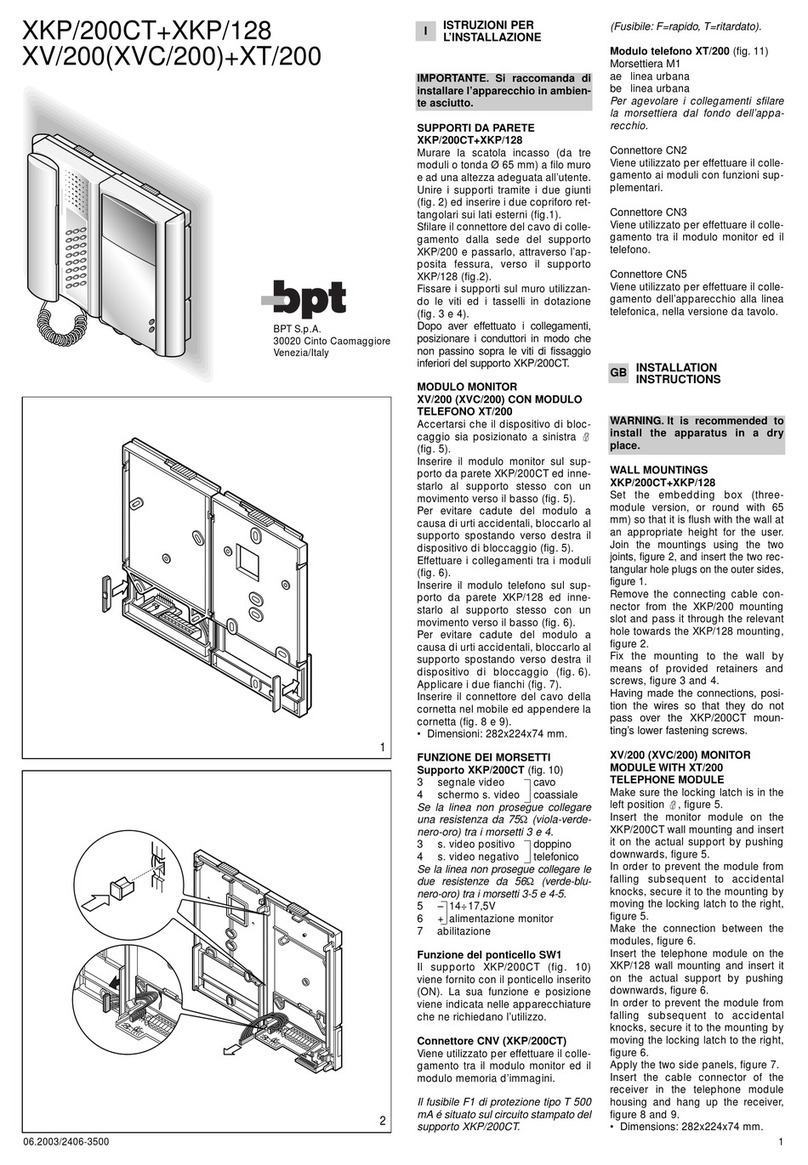 Bpt XT/200 User manual