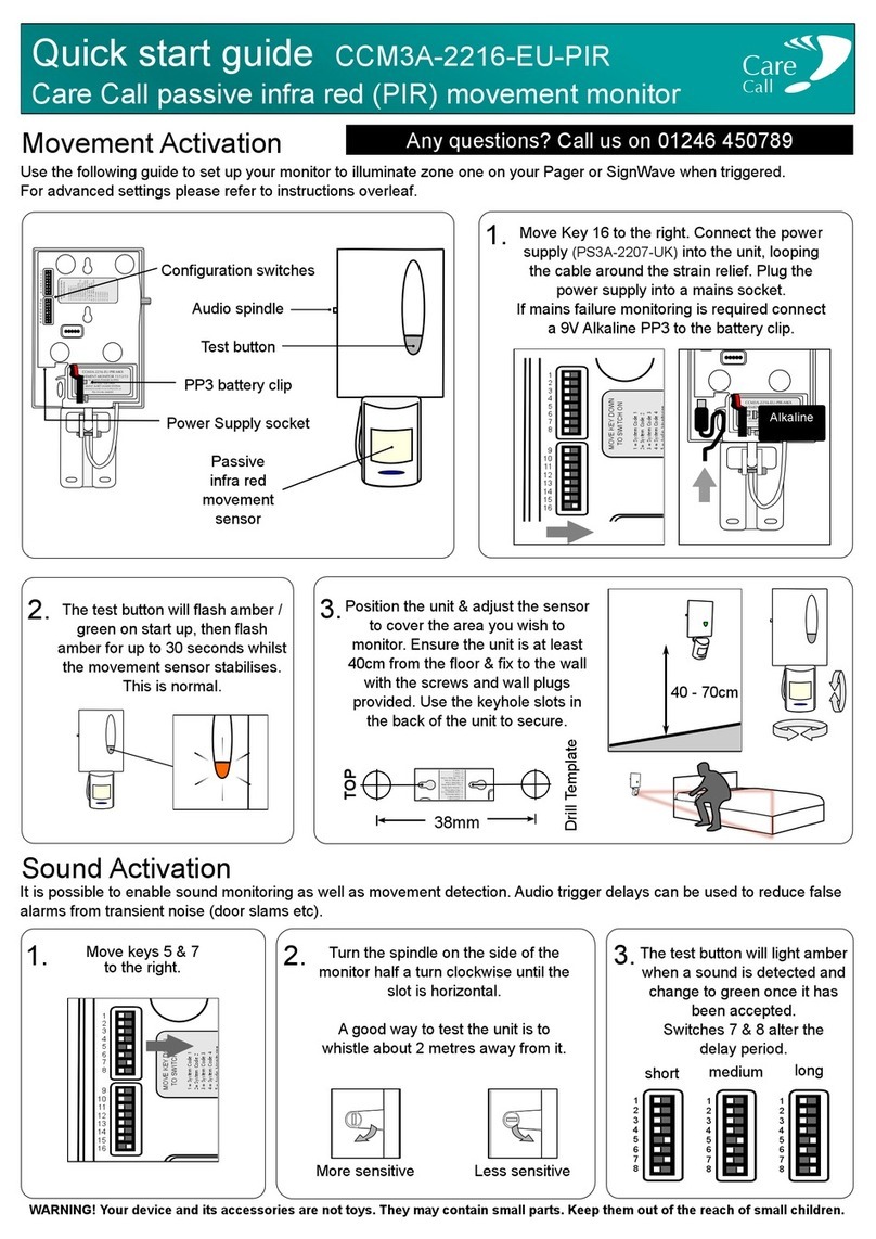 Care Call CCM3A-2216-EU-PIR quick start guide
