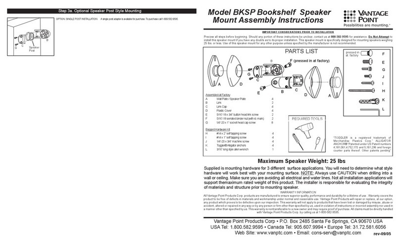 Vantage Point Products BKSP Assembly instructions