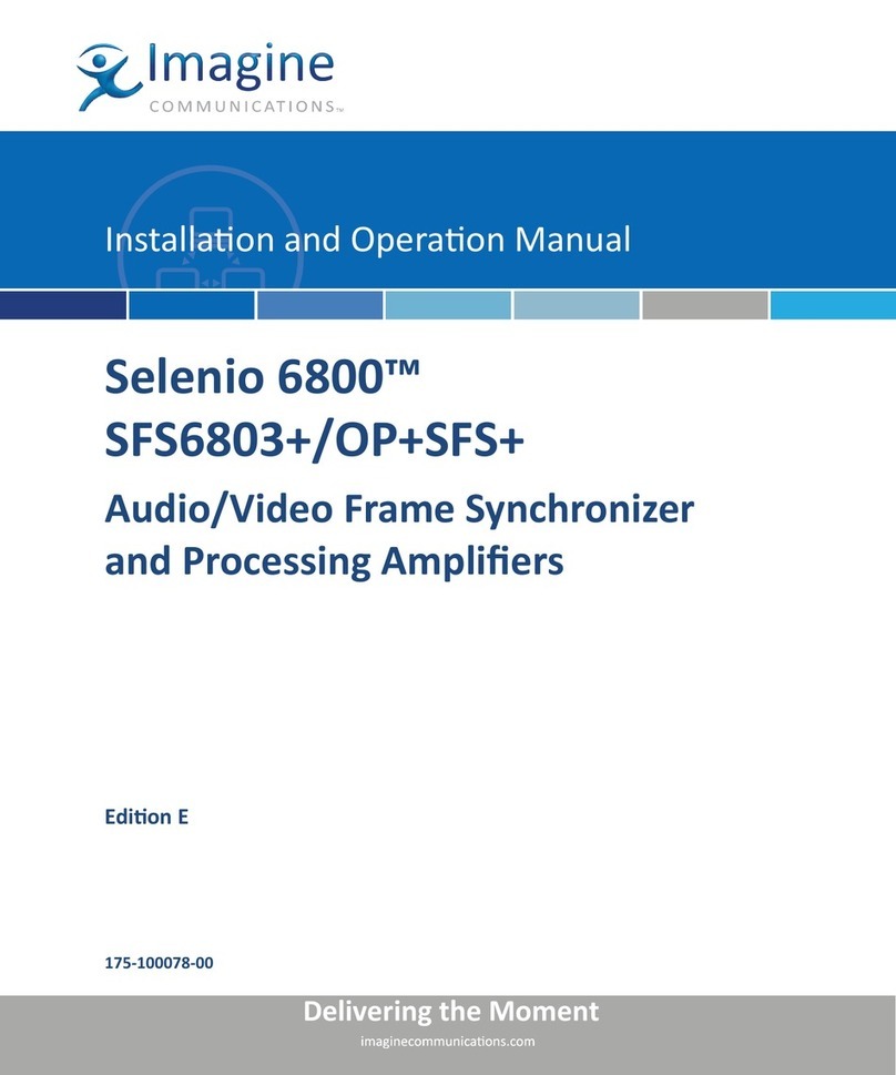 Imagine communications Selenio 6800 SFS6803+OP+SFS+ Installation and operation manual Imagine communications Selenio 6800 SFS6803+OP+SFS+ Installation and operation manual