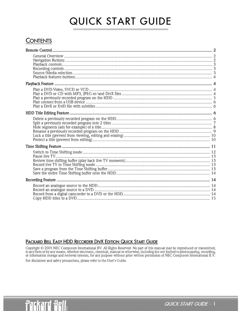 Packard Bell Easy HDD Recorder DivX Edition quick start guide