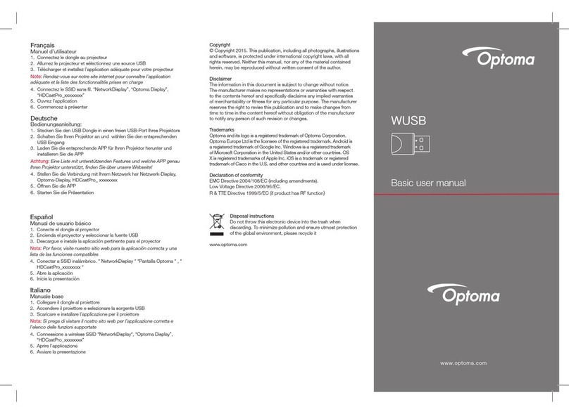 Optoma WUSB Basic user manual