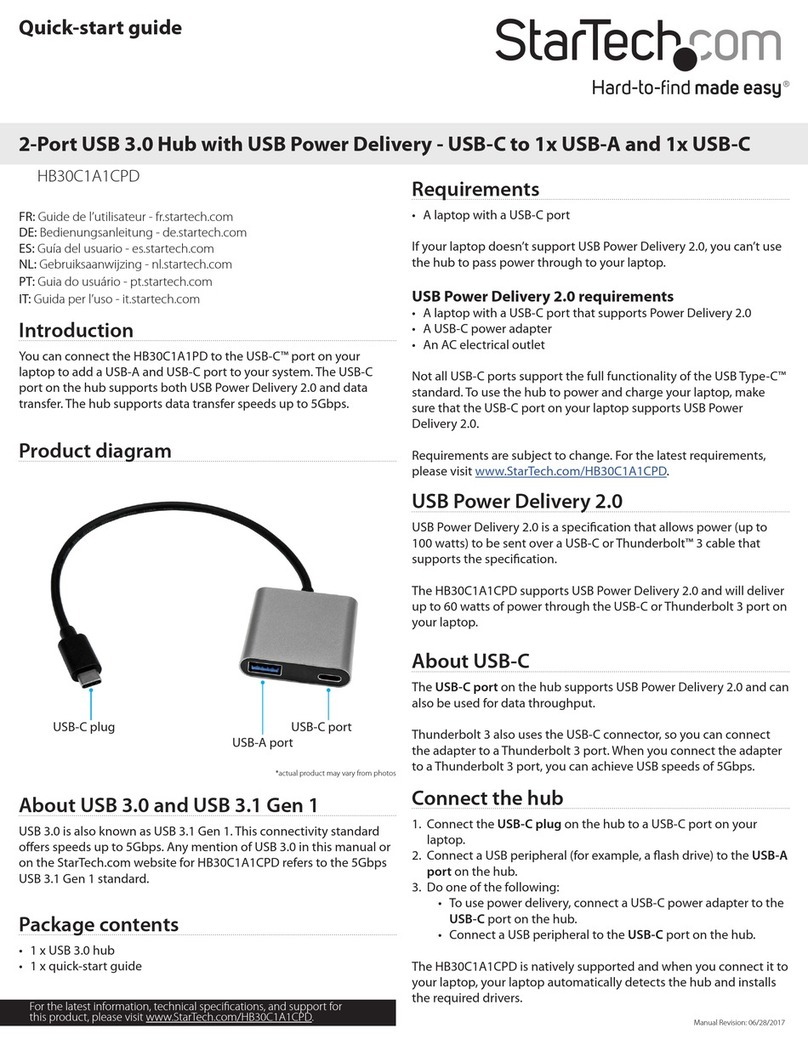 StarTech.com HB30C1A1CPD User manual StarTech.com HB30C1A1CPD User manual