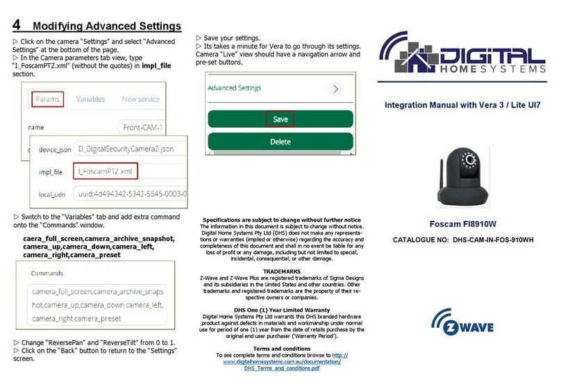 Digital Home System Foscam FI8910W Integration manual