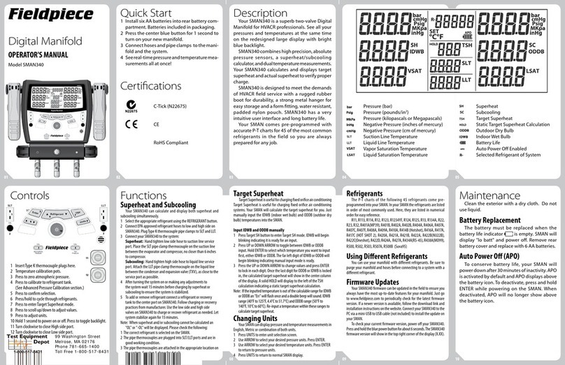 Fieldpiece SMAN340 Operator's manual