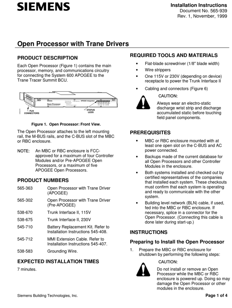 Siemens System 600 APOGEE User manual