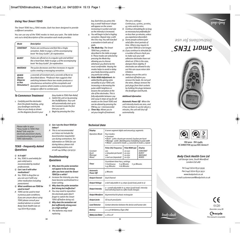 Body Clock Smart TENS instruction manual