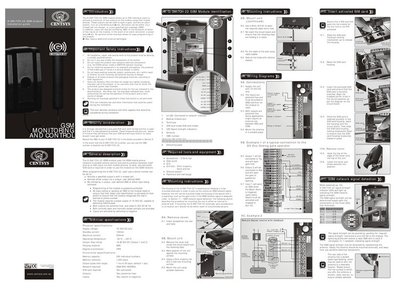 Centsys G-Switch-22 installation guide