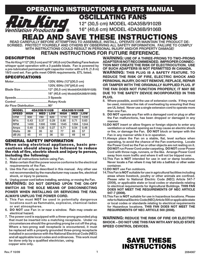 Air King 4DA35B operating instructions