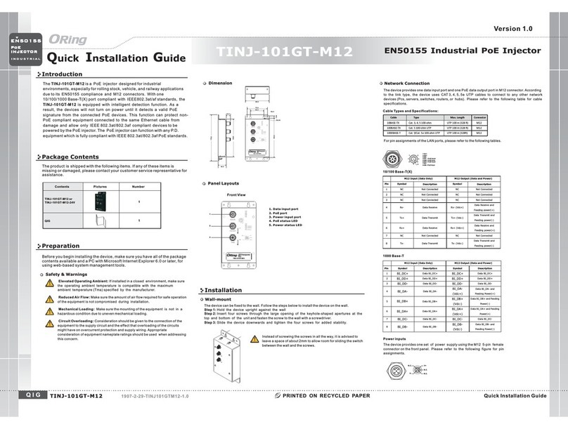 ORiNG TINJ-101GT-M12 Quick installation guide