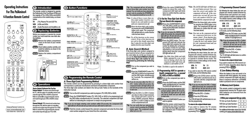 Universal Remote Control PalAmino4 operating instructions