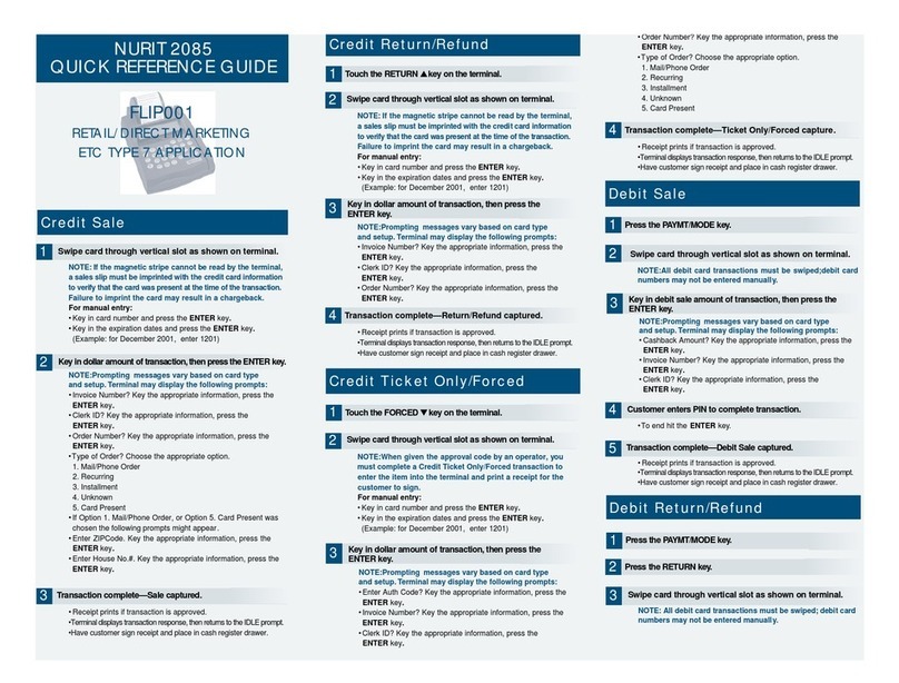 Nurit 2085 Quick reference guide