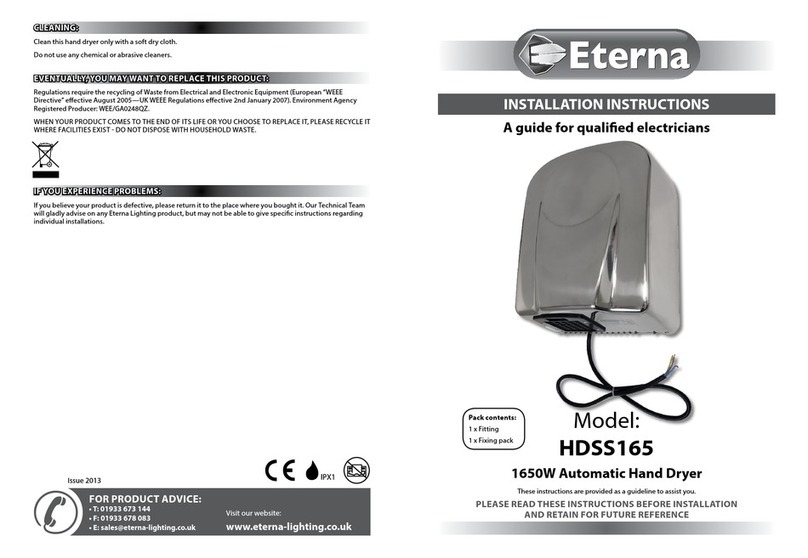 Eterna HDSS165 installation instructions