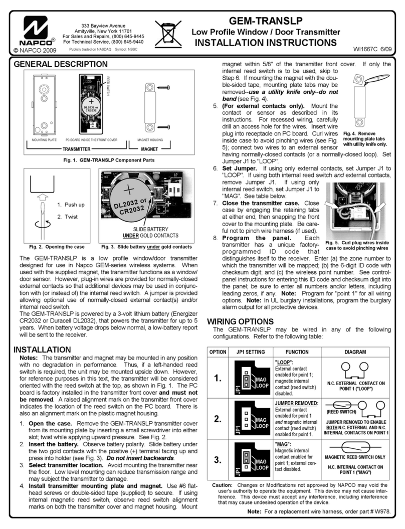 NAPCO GEM-TRANSLP installation instructions