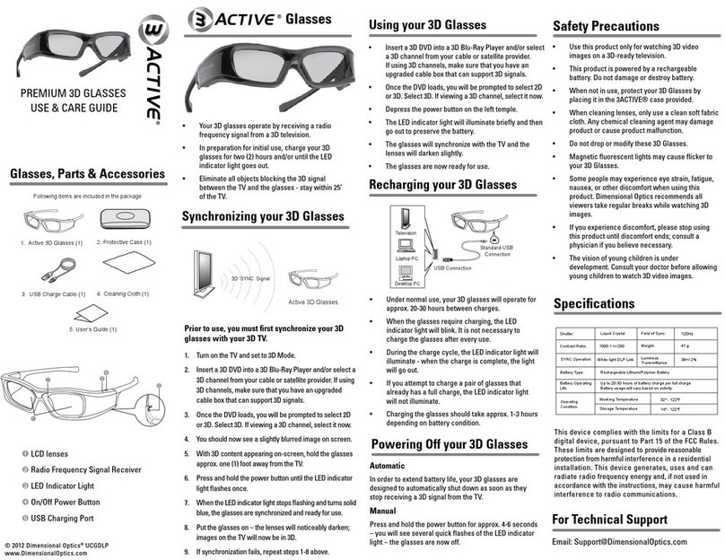 Dimensional Optics 3 ACTIVE User manual