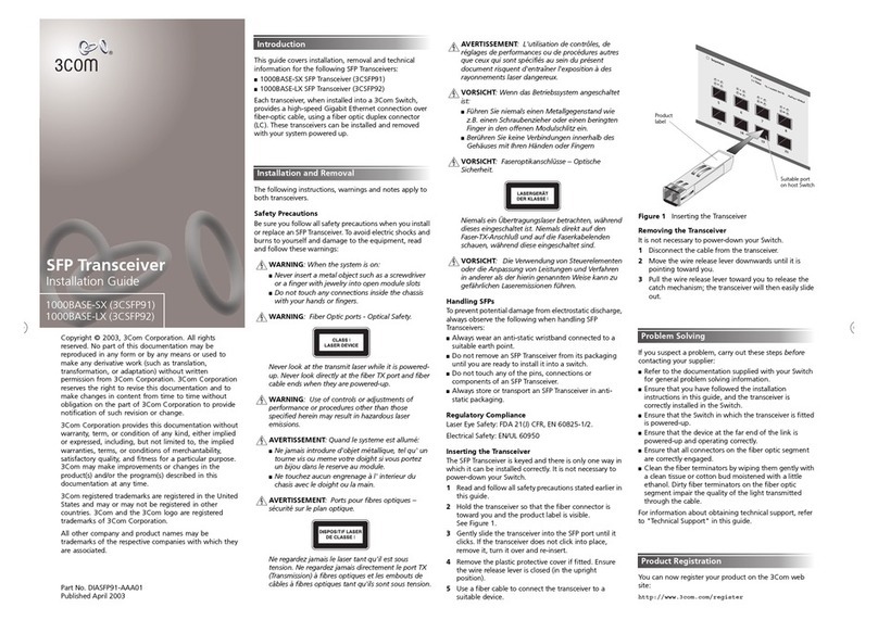 3Com 1000BASE-SX GBIC User manual