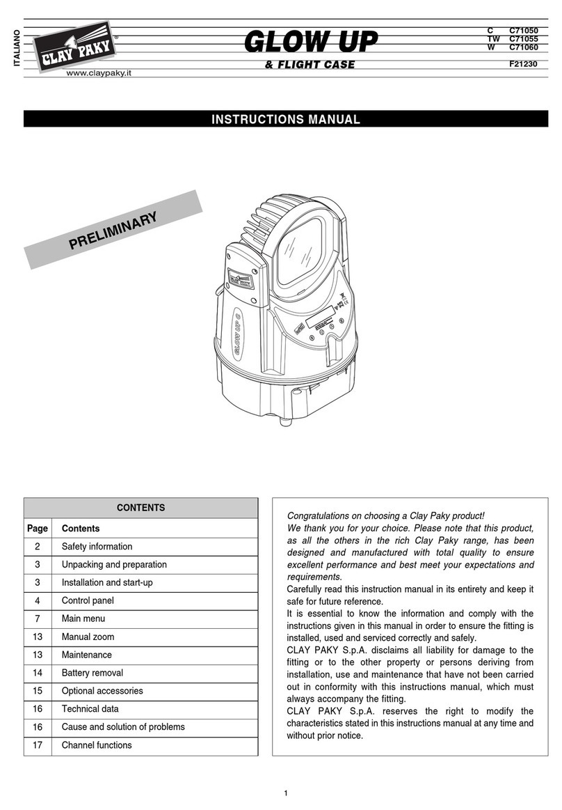 Claypaky GLOW UP & FLIGHT CASE User manual