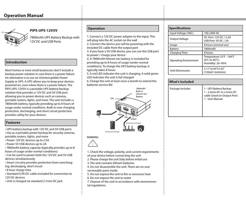 PI Manufacturing PIPS-UPS-12V5V User manual