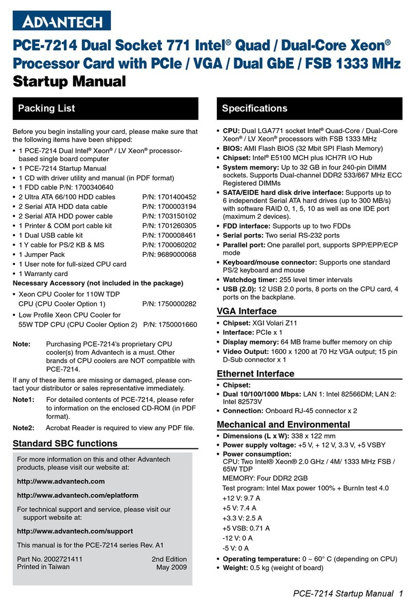 Advantech PCE-7214 Installation and operation manual