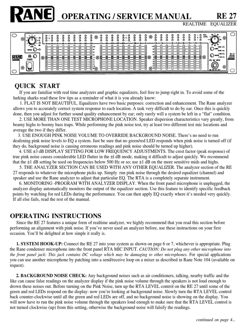 Rane RE 27 Operating and service manual