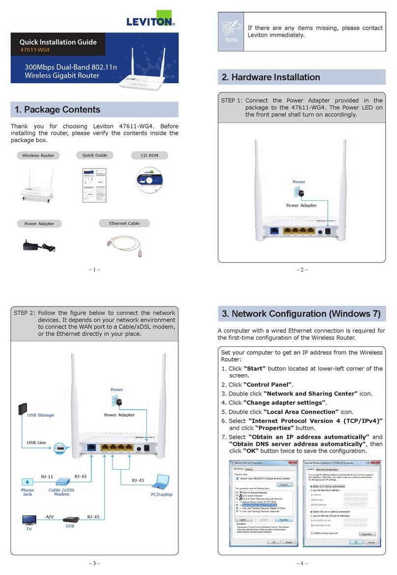 Leviton 47611-WG4 Quick installation guide