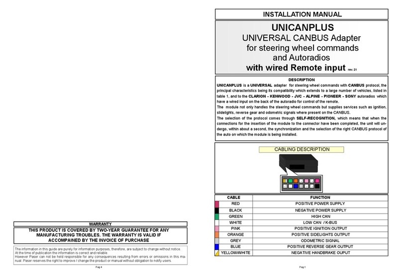 Paser Unicanplus CF0007UNUN11 installation manual