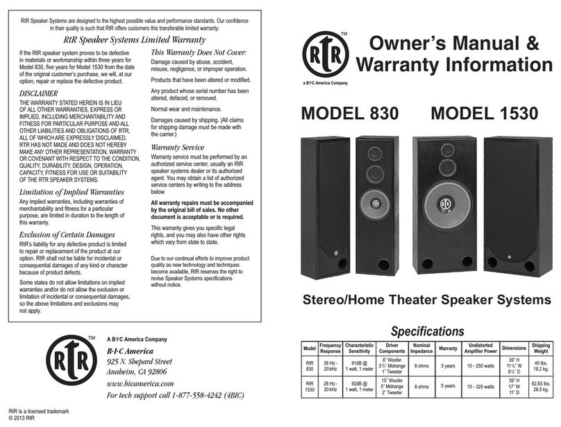 RTR 830 owner's manual