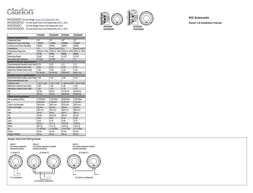 Clarion WG2520 Owners & installation manual