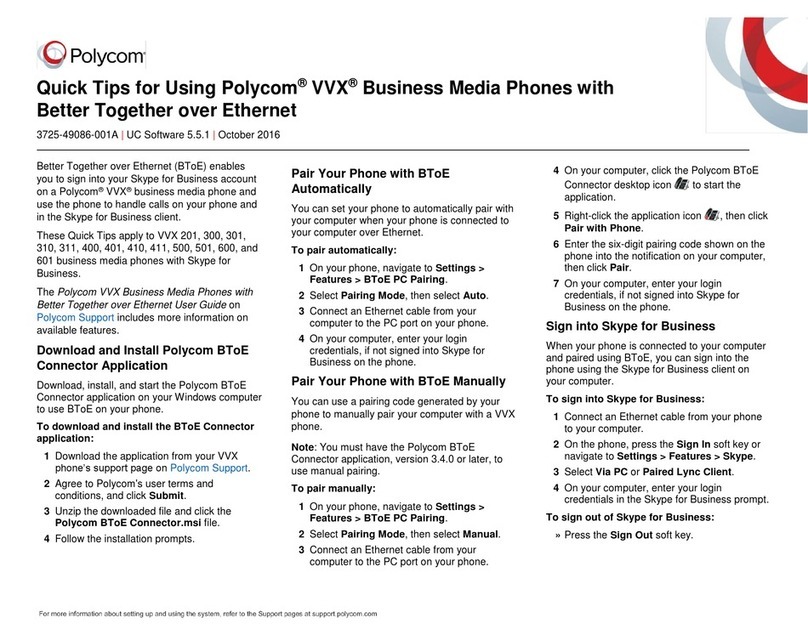 Polycom VVX 201 Quick tips