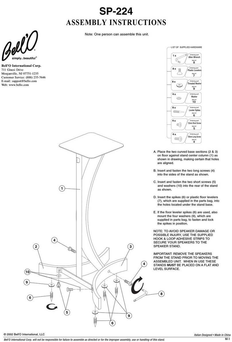 Bell'O SP-224 Assembly instructions