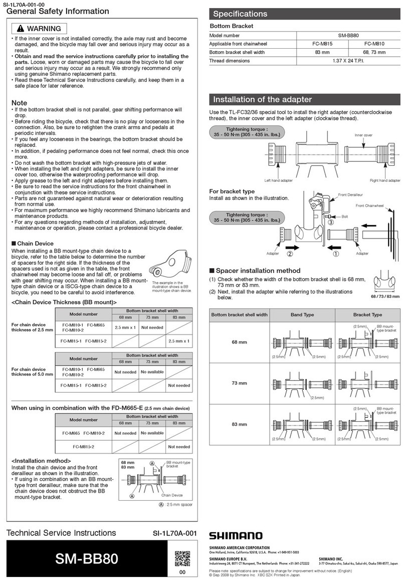 Shimano SM-BB80 Operating instructions