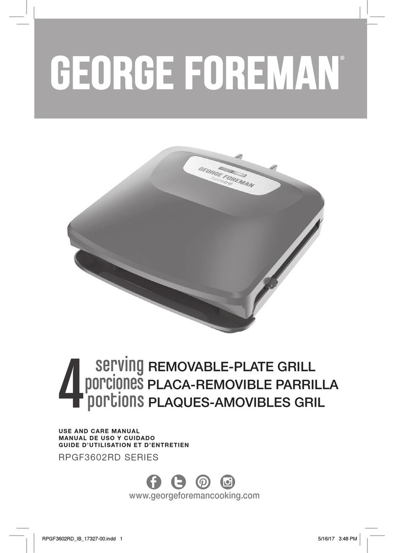 George Foreman RPGF3602RD series use and care manual