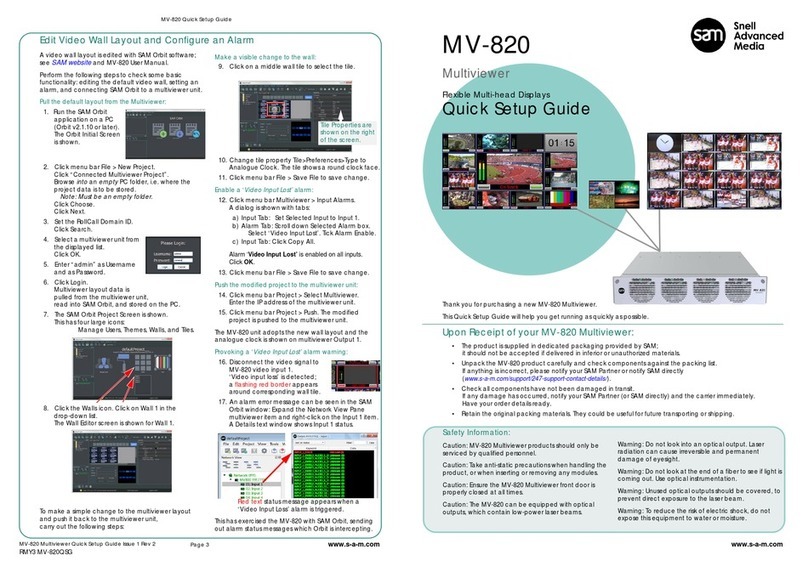 Snell Advanced Media MV-820 Quick setup guide