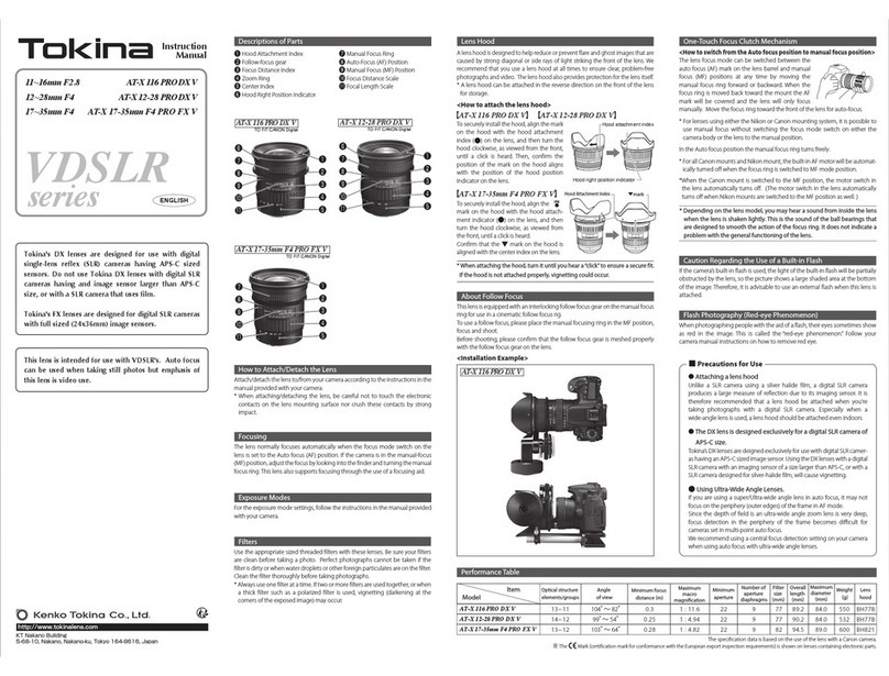 Tokina AT-X 116 PRO DX V instruction manual
