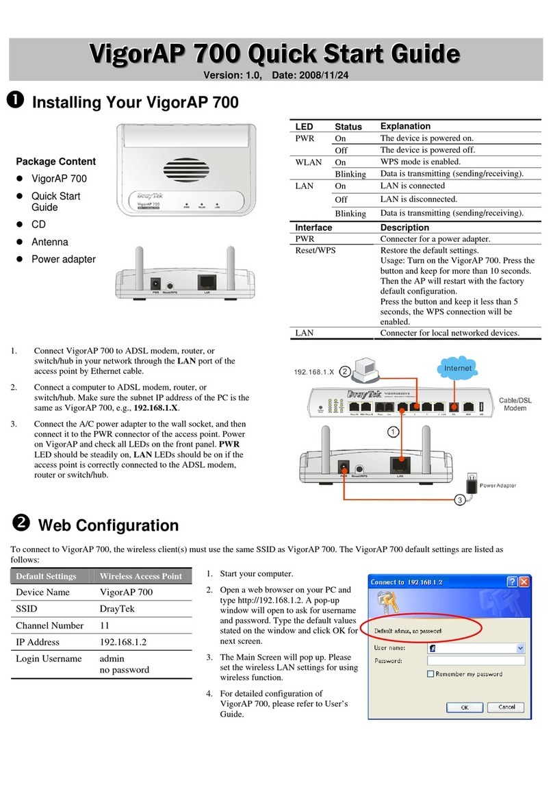 Draytek VigorAP 700 quick start guide