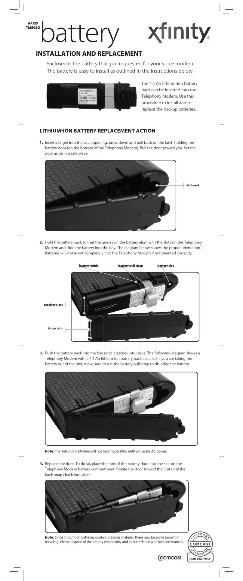 Arris Touchstone TM502 Installation manual and owner's guide