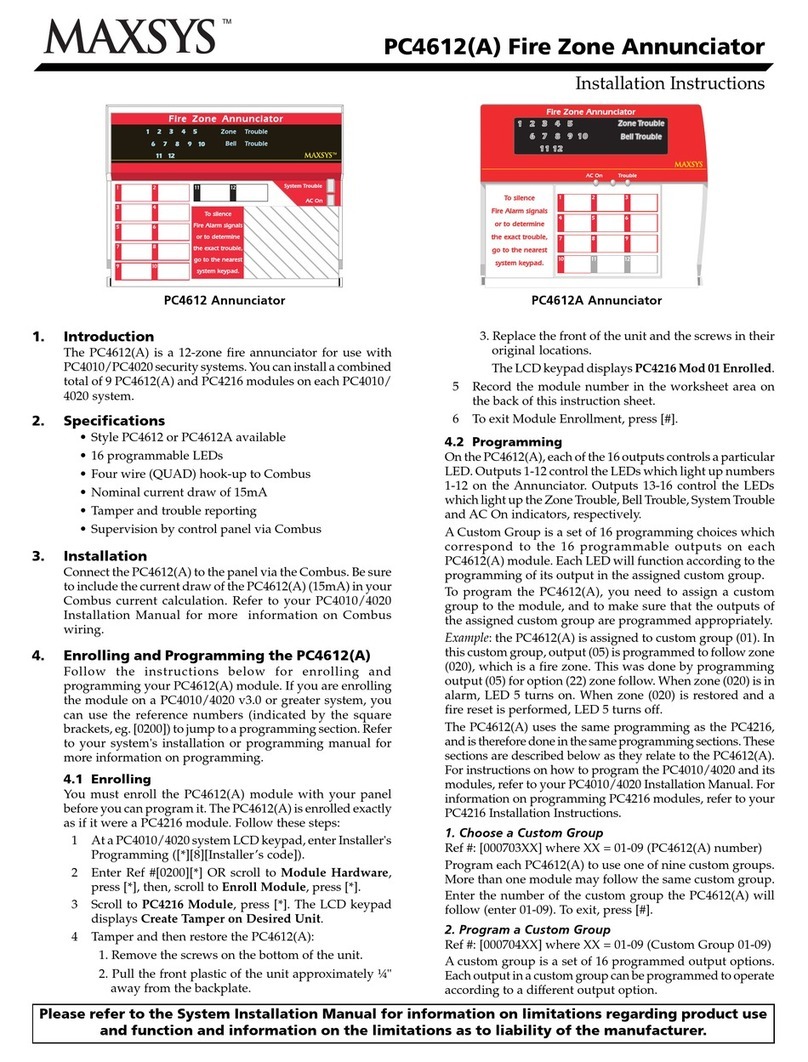 DSC Maxsys PC4612 User manual