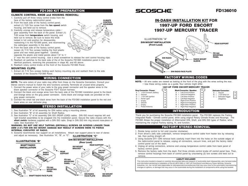 Scosche FD136010 Installation kit