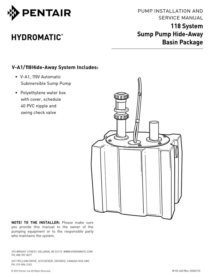 Pentair HYDROMATIC 118 Installation and service manual