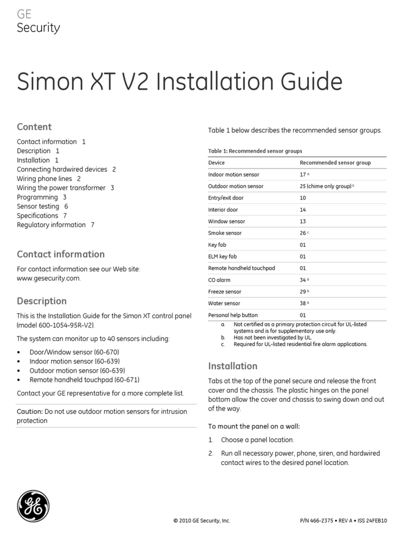 GE Security Simon XT V2 User manual
