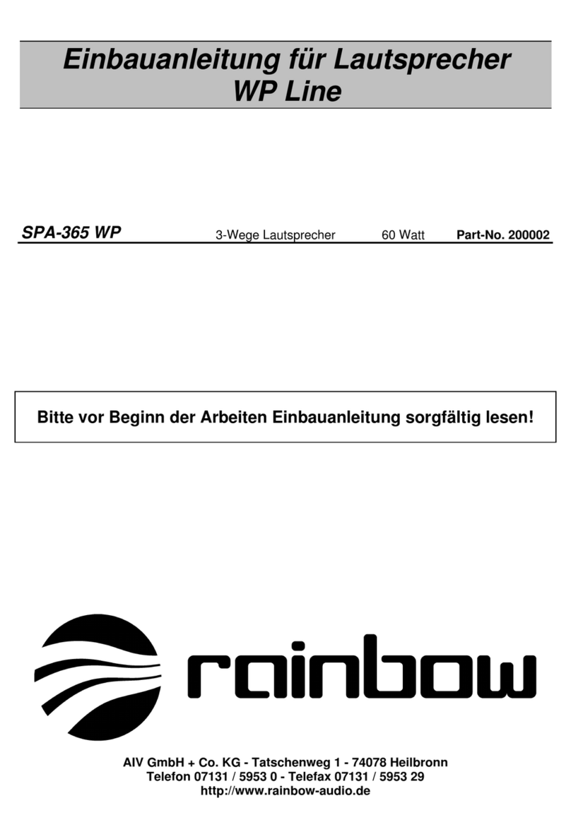 Rainbow SPA-365 WP installation manual Rainbow SPA-365 WP installation manual