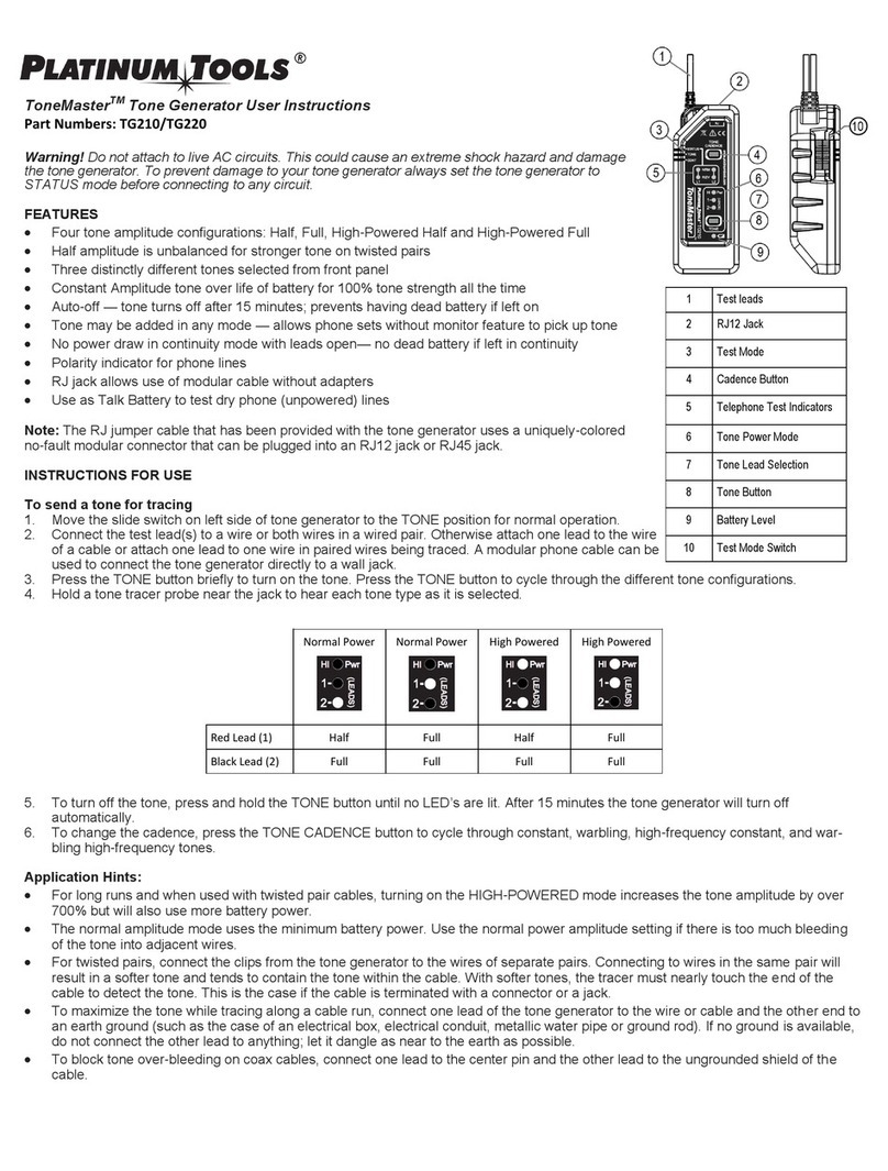 Platinum Tools TONEMASTER TG220 User instruction