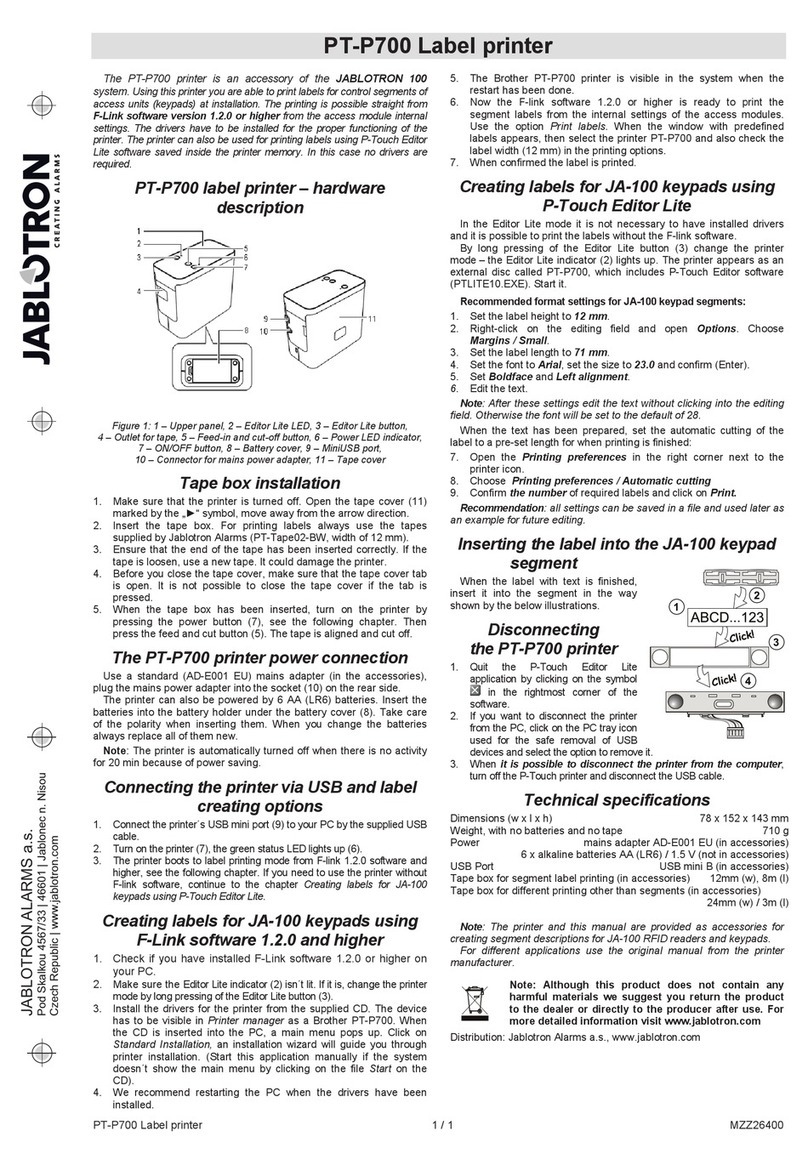 jablotron PT-P700 manual