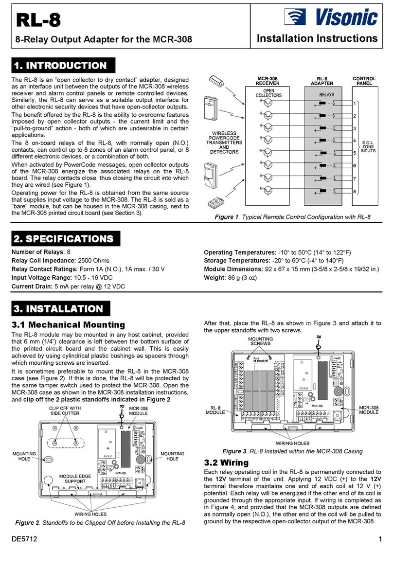Visonic RL-8 installation instructions