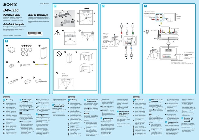 Sony DAV IS50 - Bravia Theater Home System quick start guide