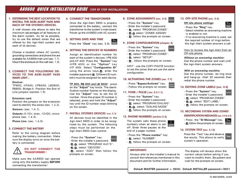 PALS Agri-Alert 9600 Quick installation guide