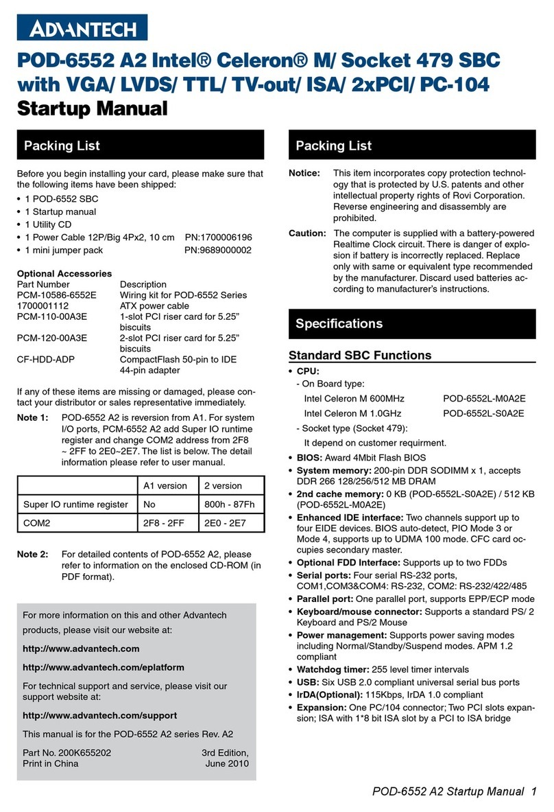 Advantech POD-6552 Installation and operation manual