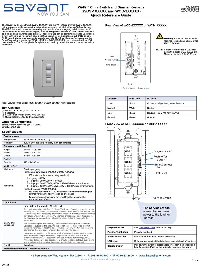 Savant WCD-1 Series User manual