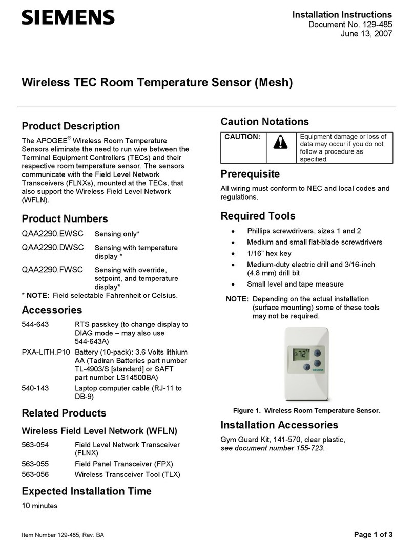 Siemens QAA2290.EWSC installation instructions